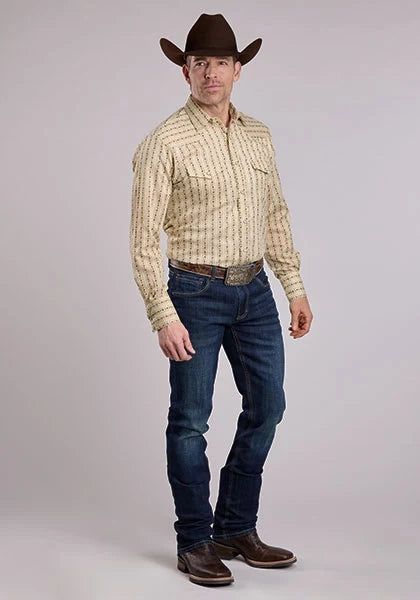 Roper 2661 Wallpaper Floral (Tan) - Men's Western Shirt