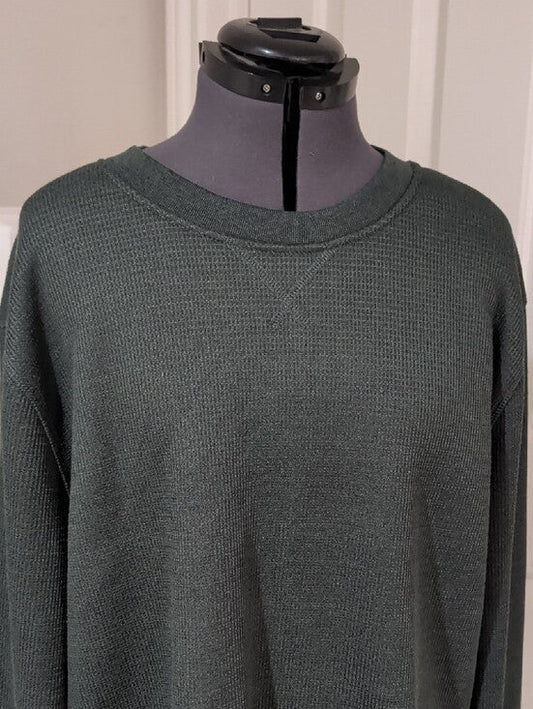 B.C. Clothing Heritage Green Waffle Knit Crew Neck Sweater Men's XL