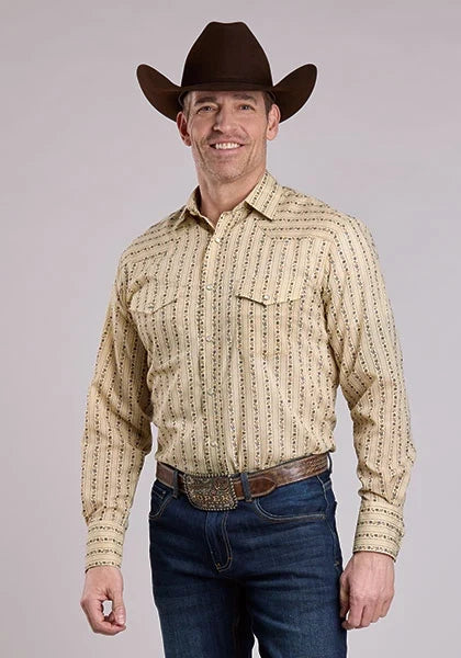 Roper 2661 Wallpaper Floral (Tan) - Men's Western Shirt