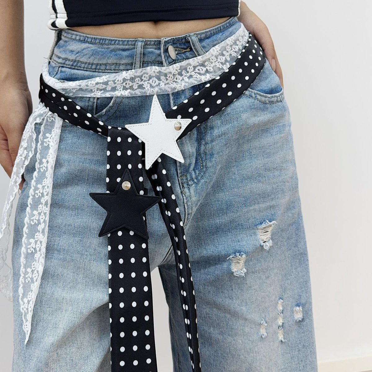 Polka-Dot Silk Scarf Belt