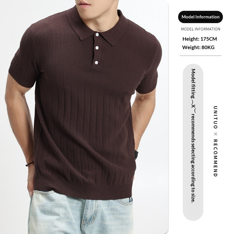 Men's Rib-Knit Polo Shirt