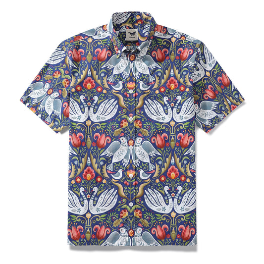 Men's Vintage Birds Cotton Shirt