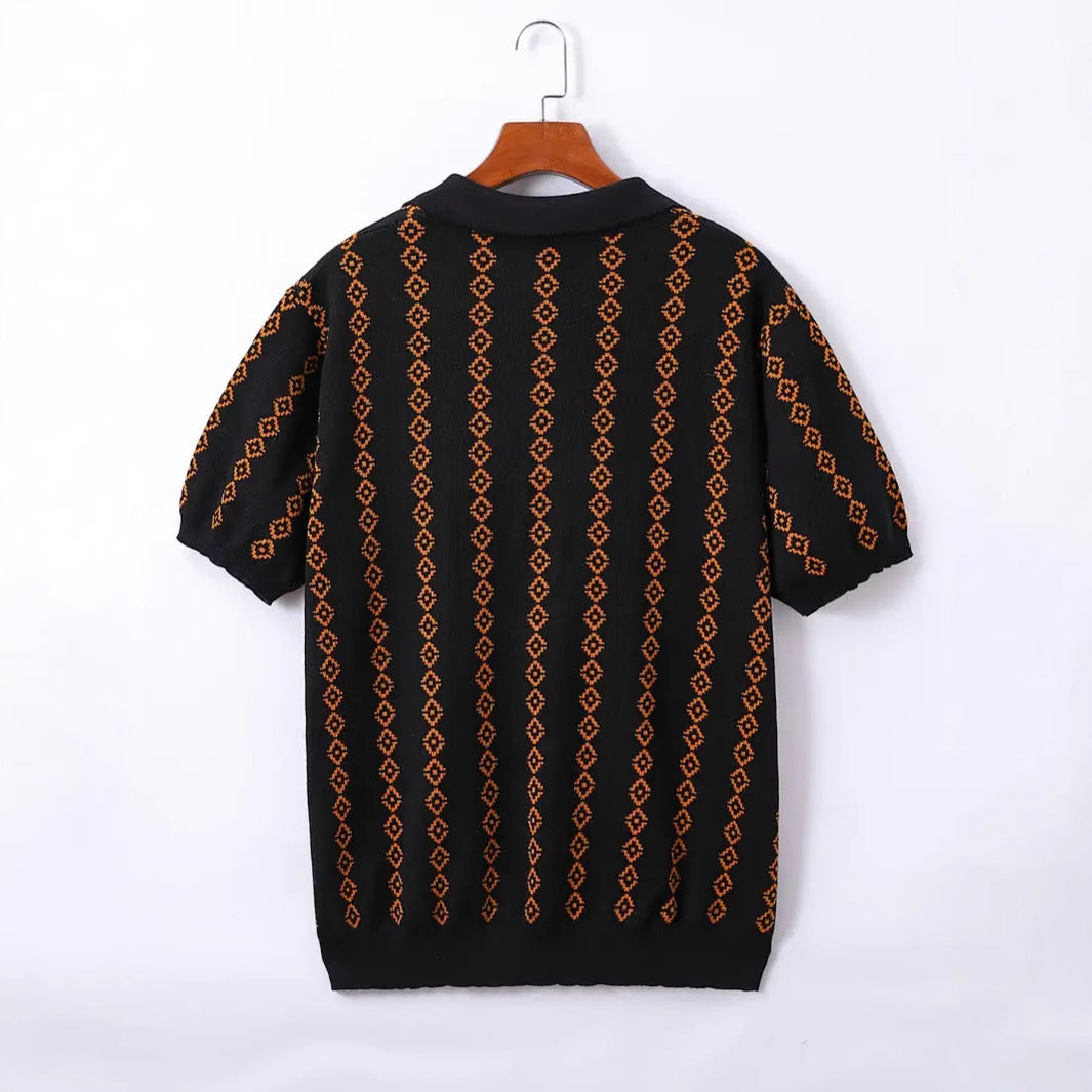 Men's Striped Jacquard Knit Polo