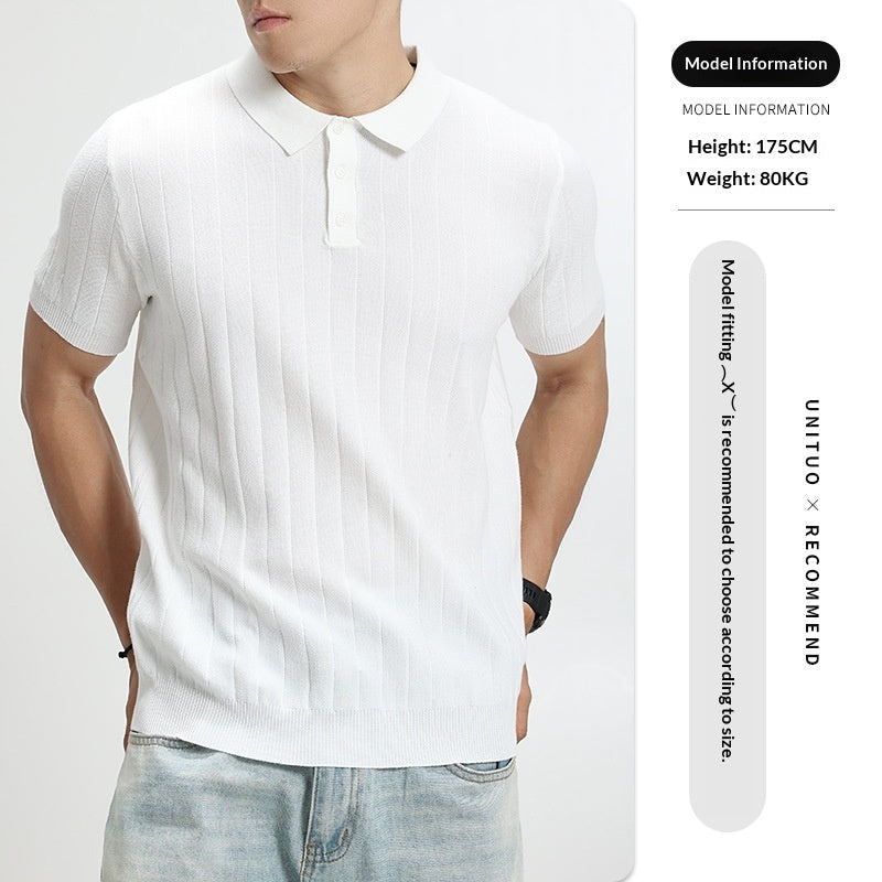 Men's Rib-Knit Polo Shirt