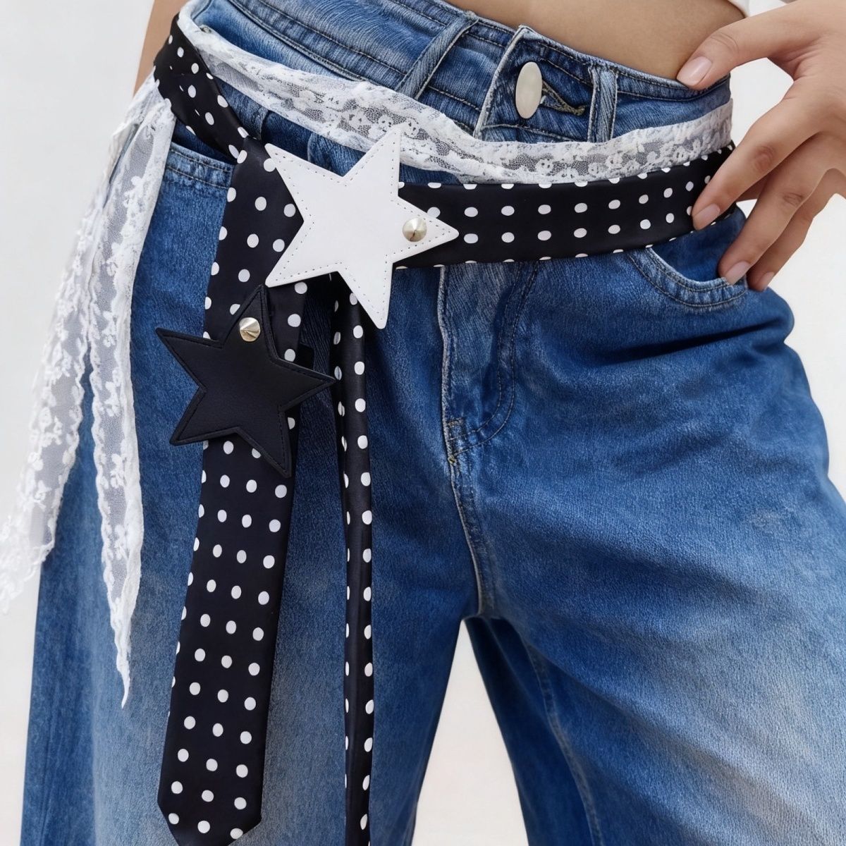 Polka-Dot Silk Scarf Belt