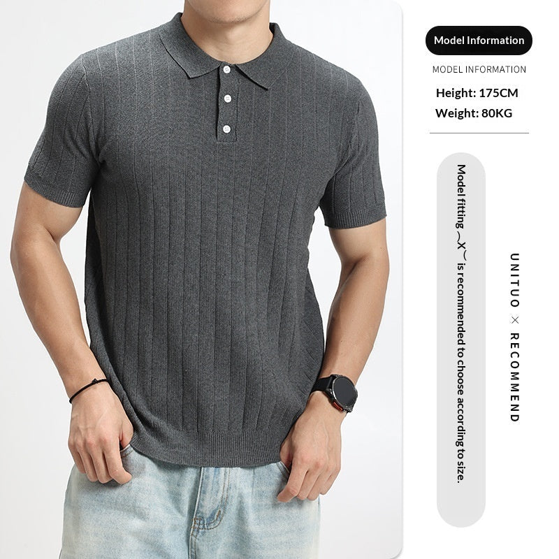 Men's Rib-Knit Polo Shirt