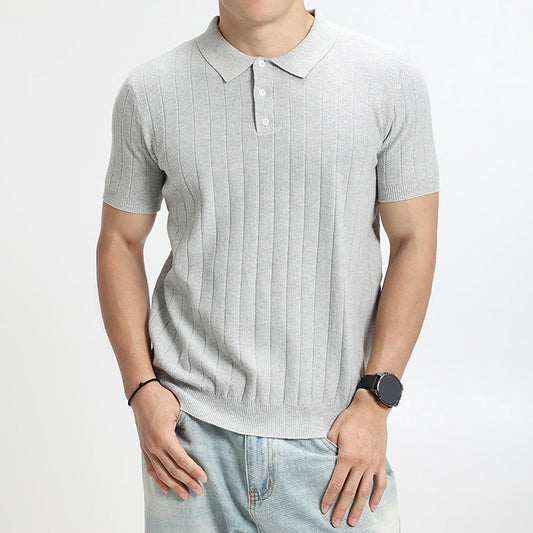 Men's Rib-Knit Polo Shirt