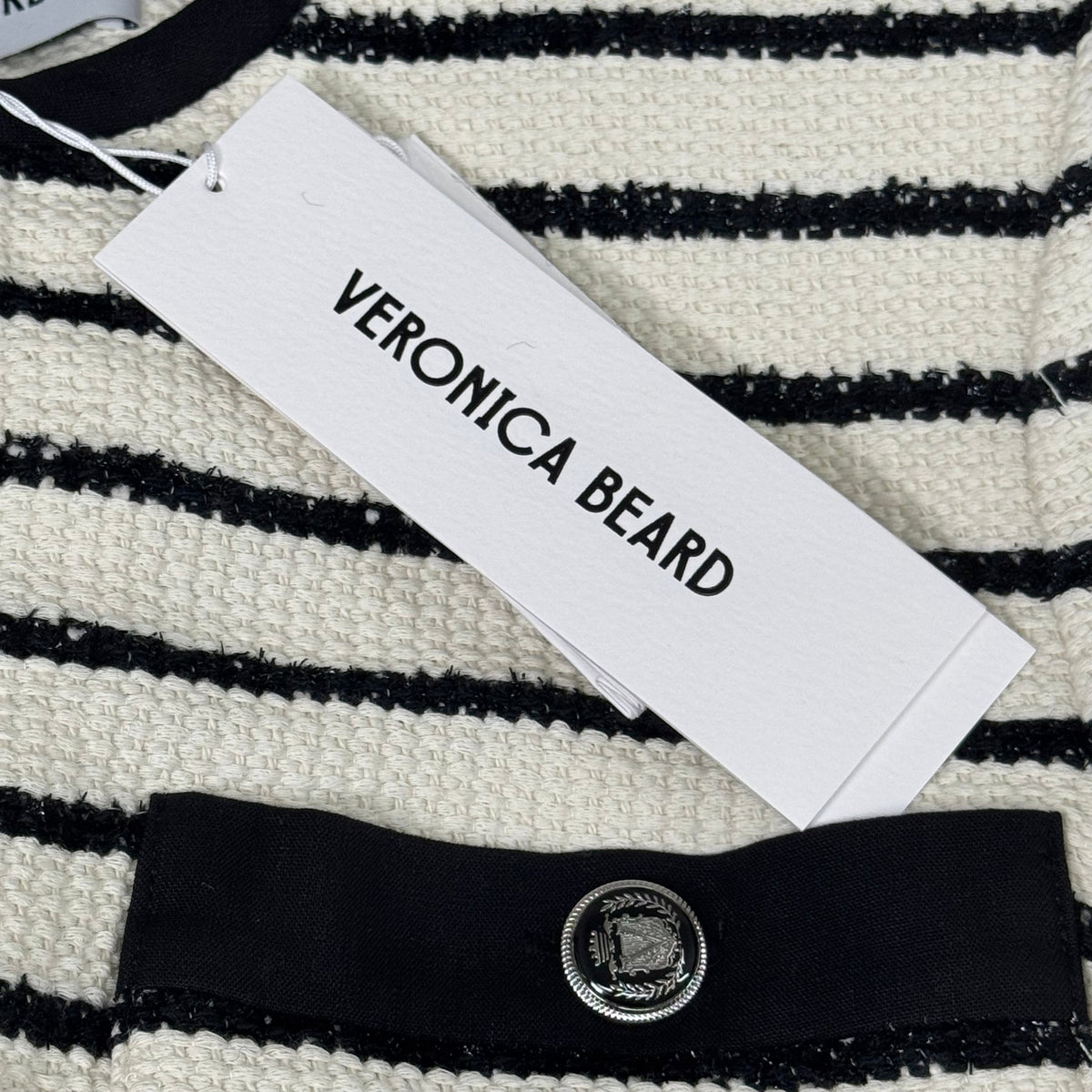 Veronica Beard Foster Dickey Jacket — Ivory/Black, Size 4