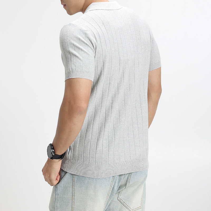 Men's Rib-Knit Polo Shirt