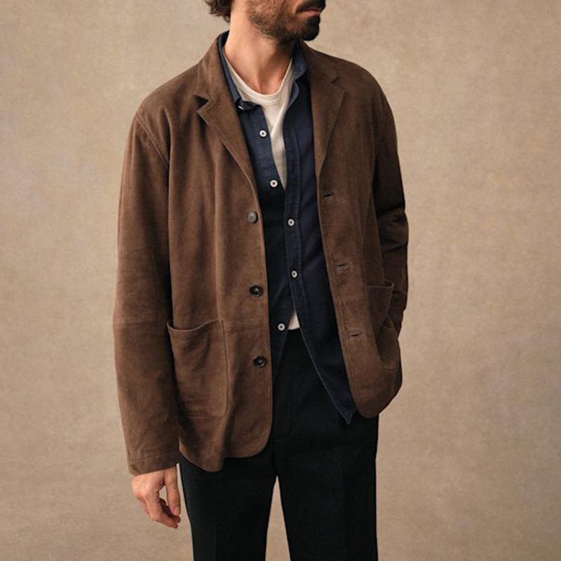 Men's Vintage Suede-Lined Lapel Jacket