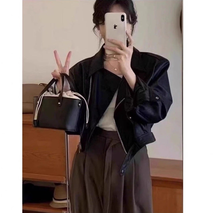 Women's Retro Long Leather Coat