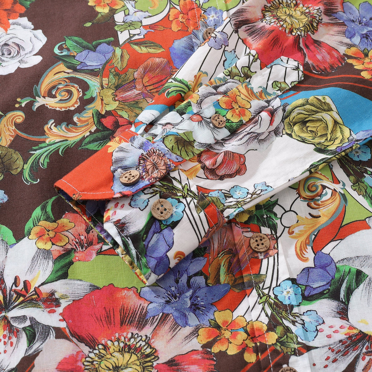 Men's 1930s Vibrant Blooms Cotton Shirt