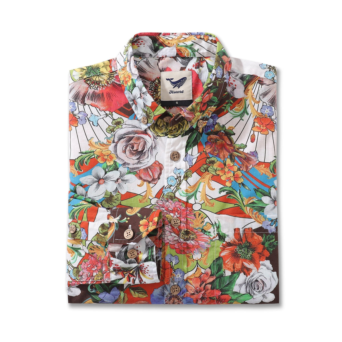 Men's 1930s Vibrant Blooms Cotton Shirt