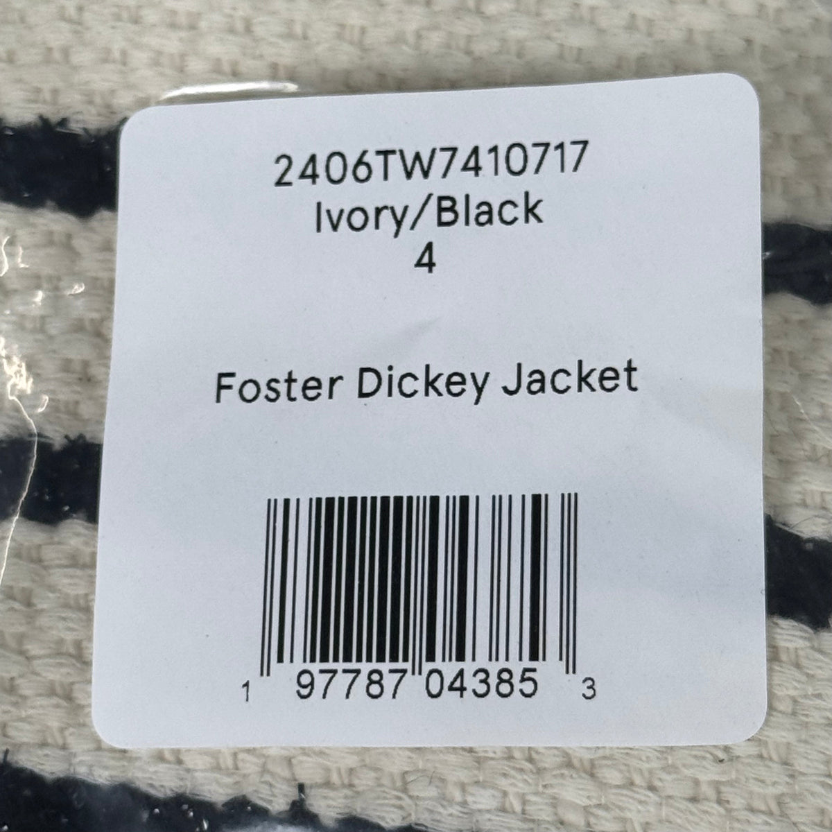 Veronica Beard Foster Dickey Jacket — Ivory/Black, Size 4