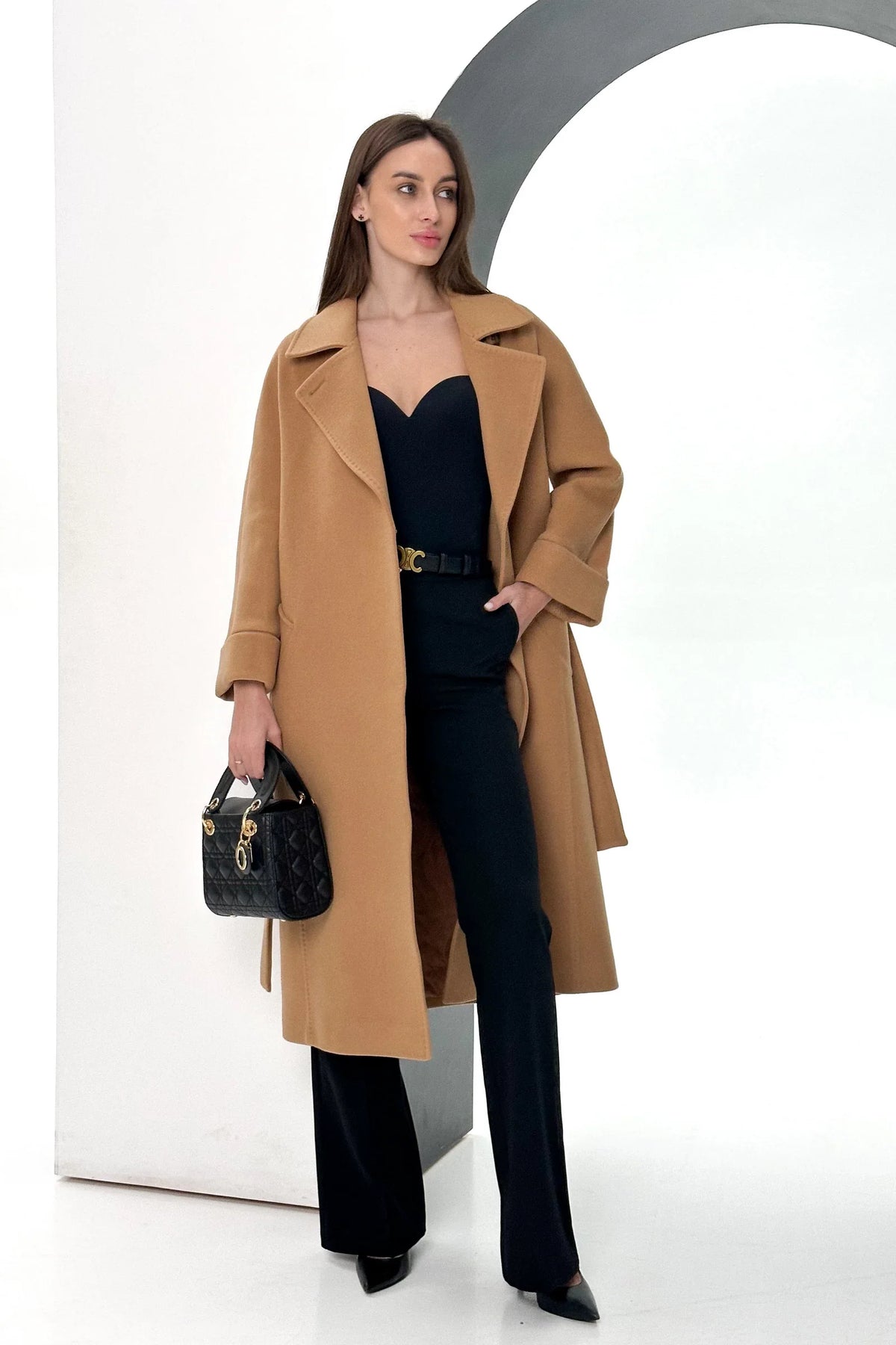 Monique Tailored Cashmere Wool Blend Coat in Bluff