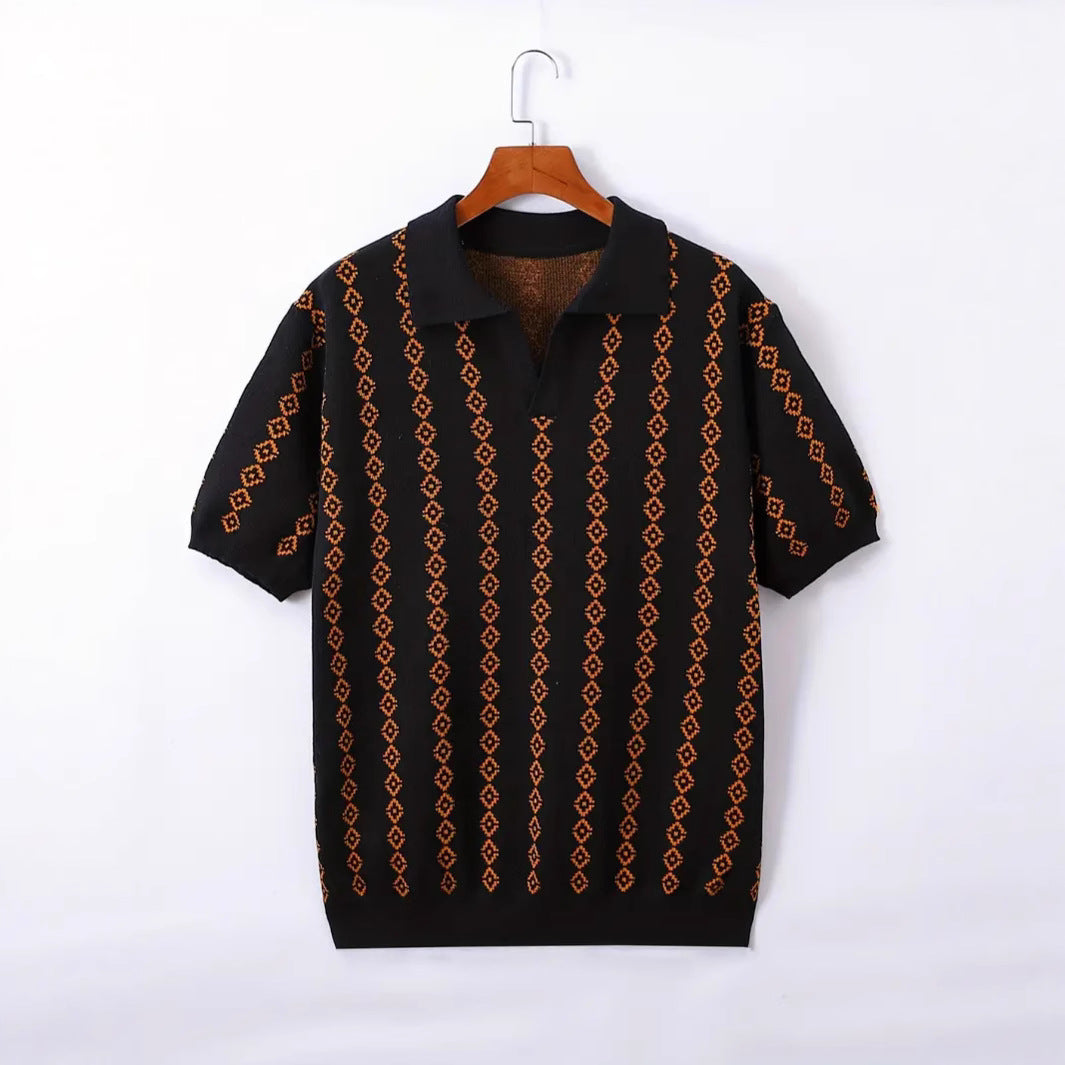 Men's Striped Jacquard Knit Polo