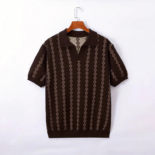 Men's Striped Jacquard Knit Polo