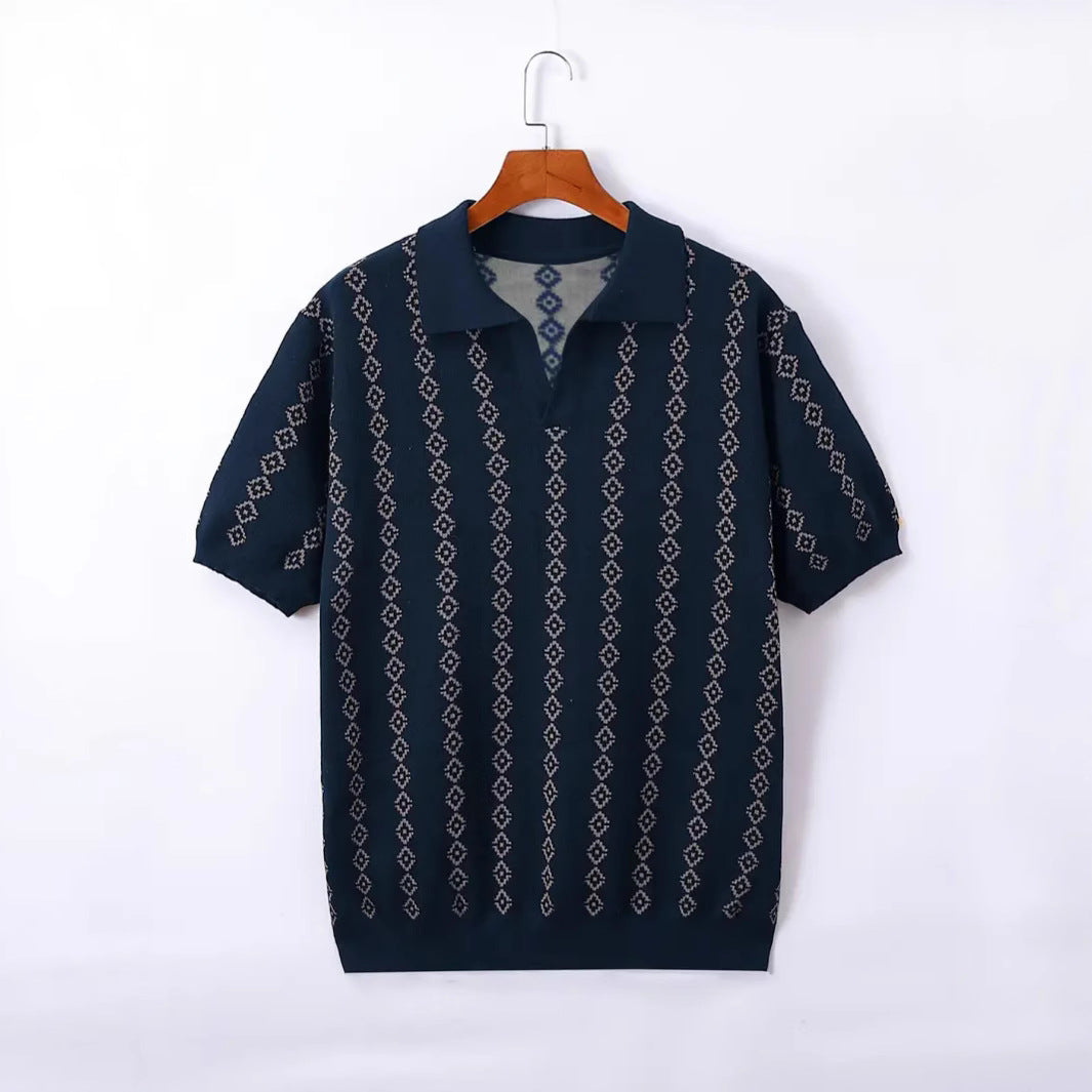 Men's Striped Jacquard Knit Polo