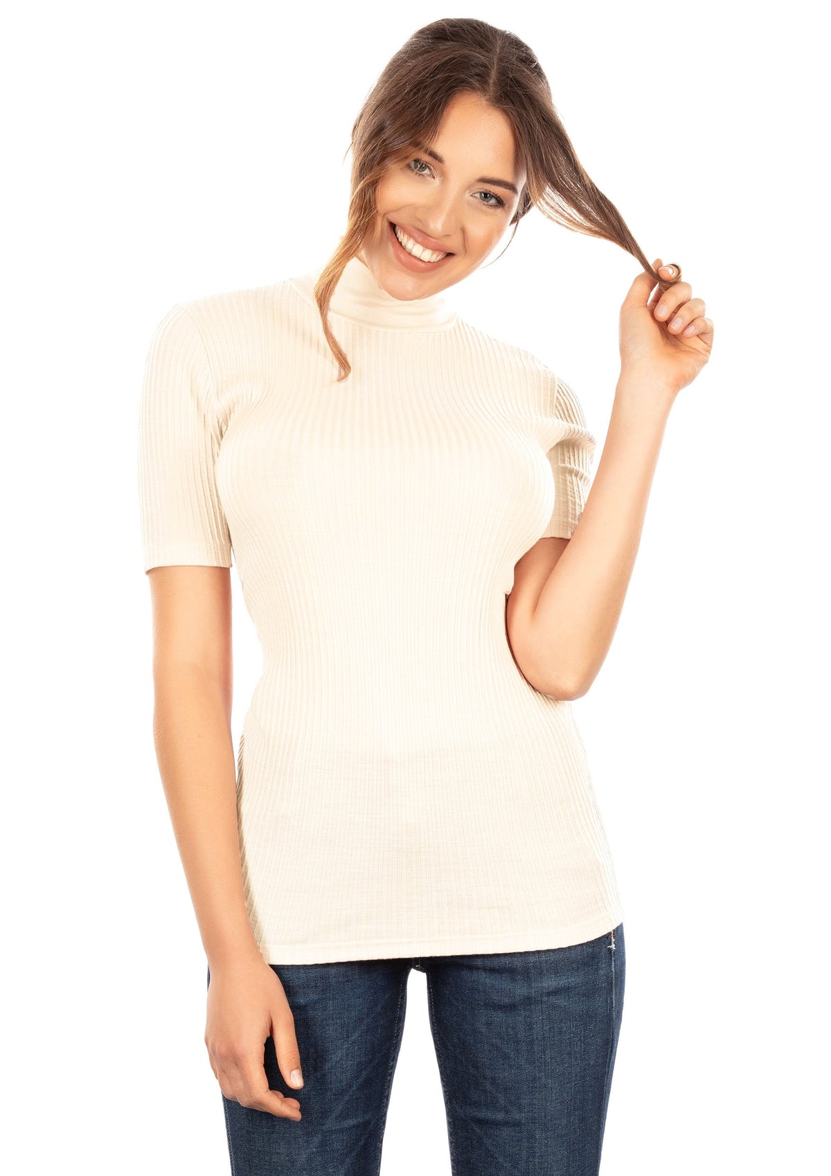EGI Merino-Blend Short-Sleeve Knit Top (8218)