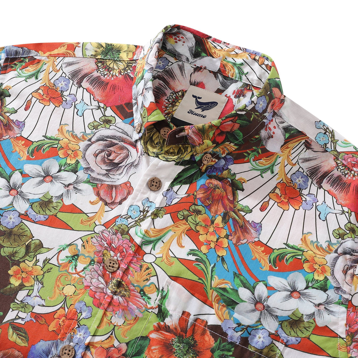 Men's 1930s Vibrant Blooms Cotton Shirt