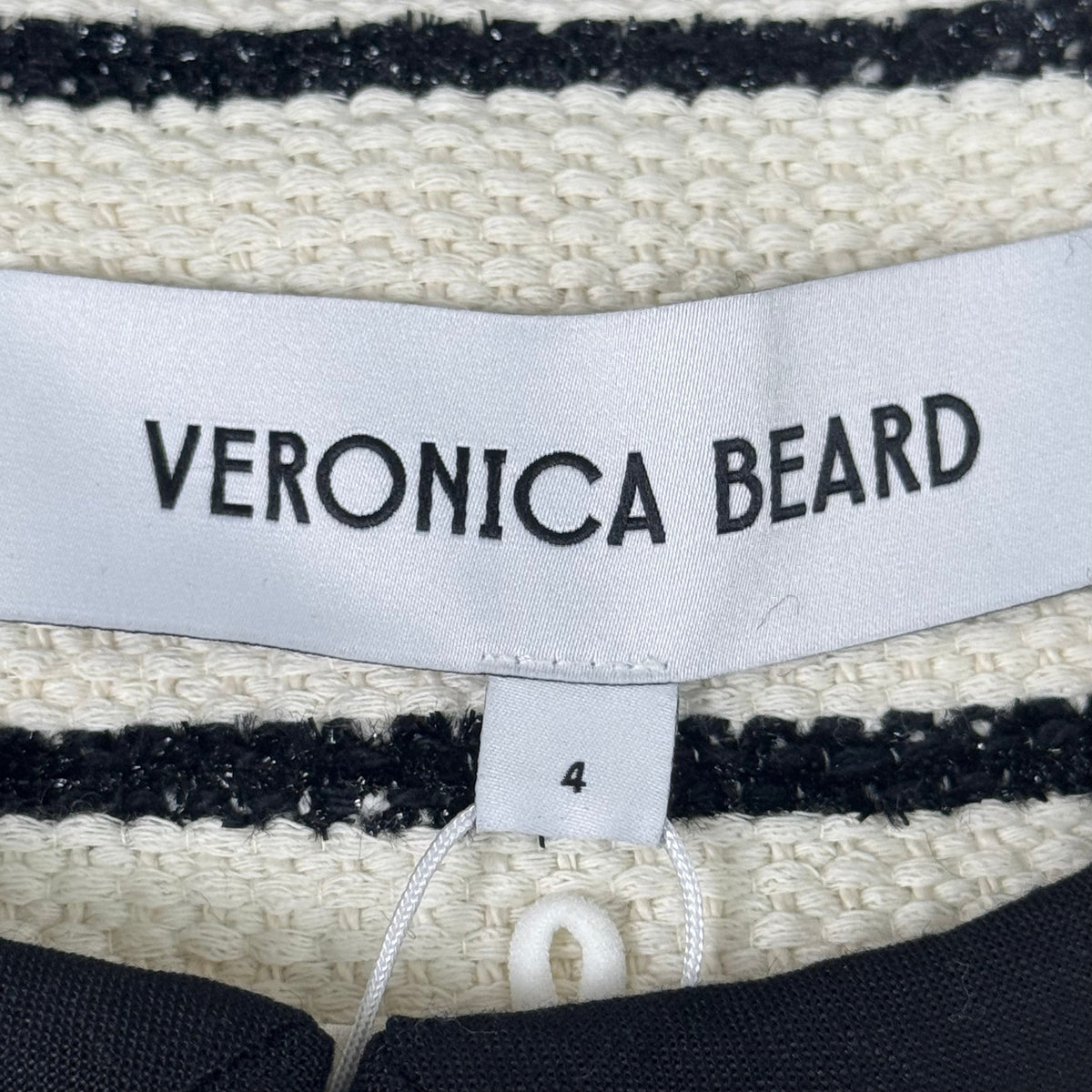 Veronica Beard Foster Dickey Jacket — Ivory/Black, Size 4