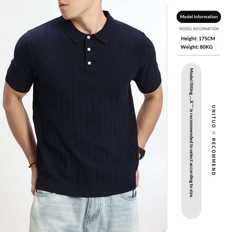 Men's Rib-Knit Polo Shirt