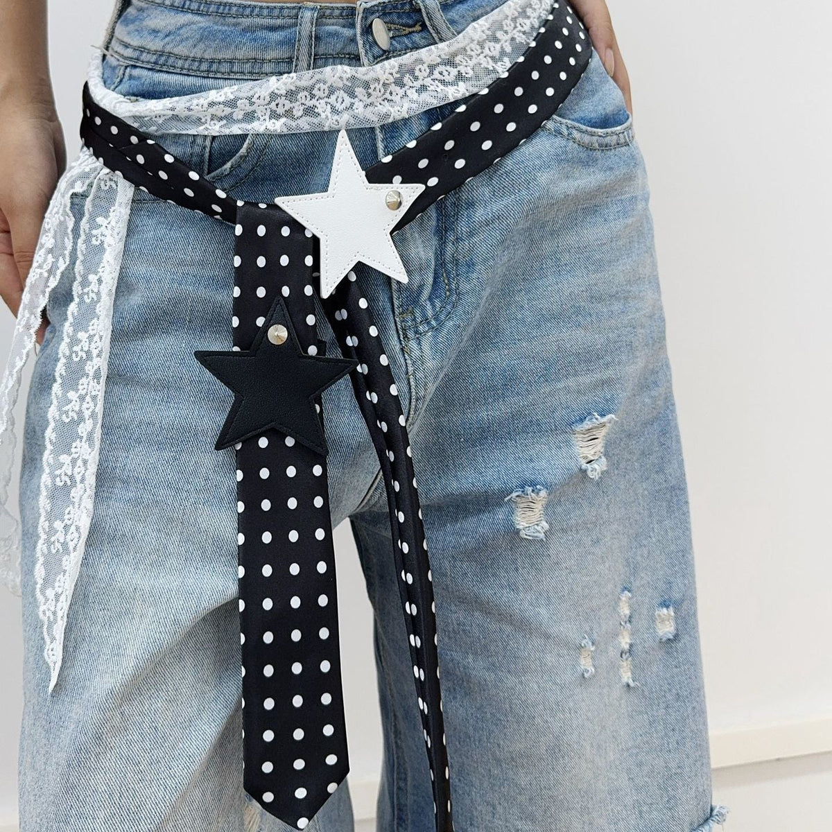 Polka-Dot Silk Scarf Belt