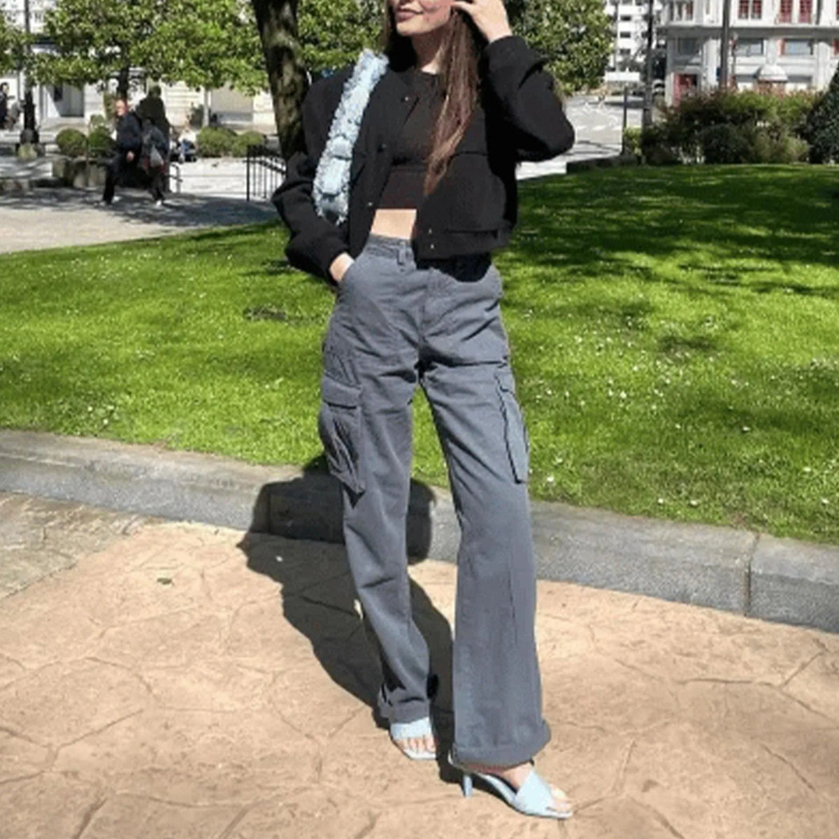 Women's Retro Wide-Leg Cargo Pants