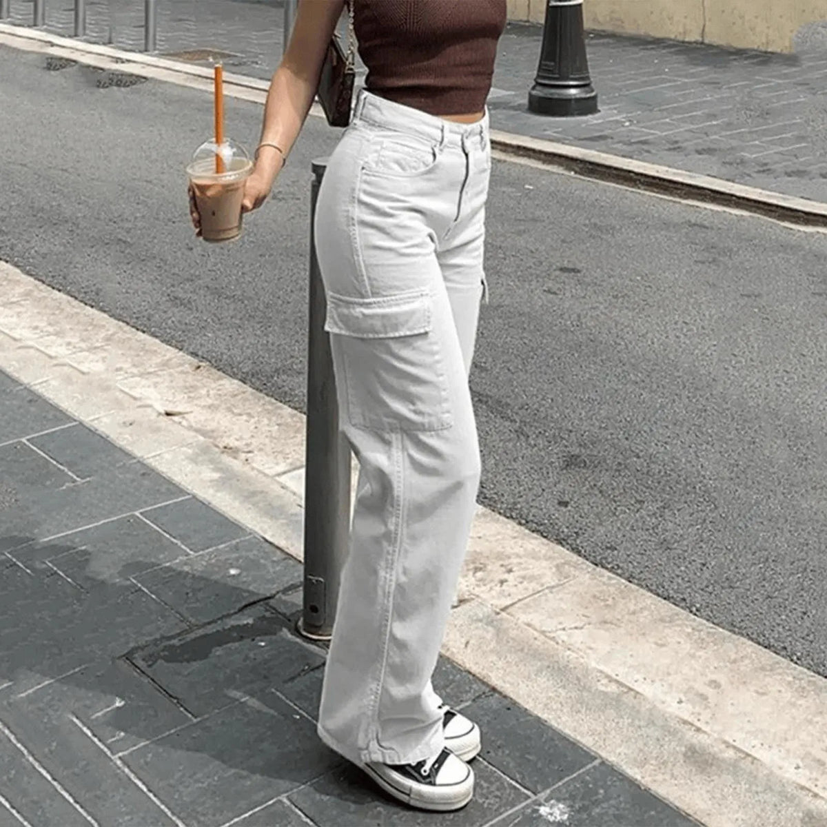 Women's Retro Wide-Leg Cargo Pants