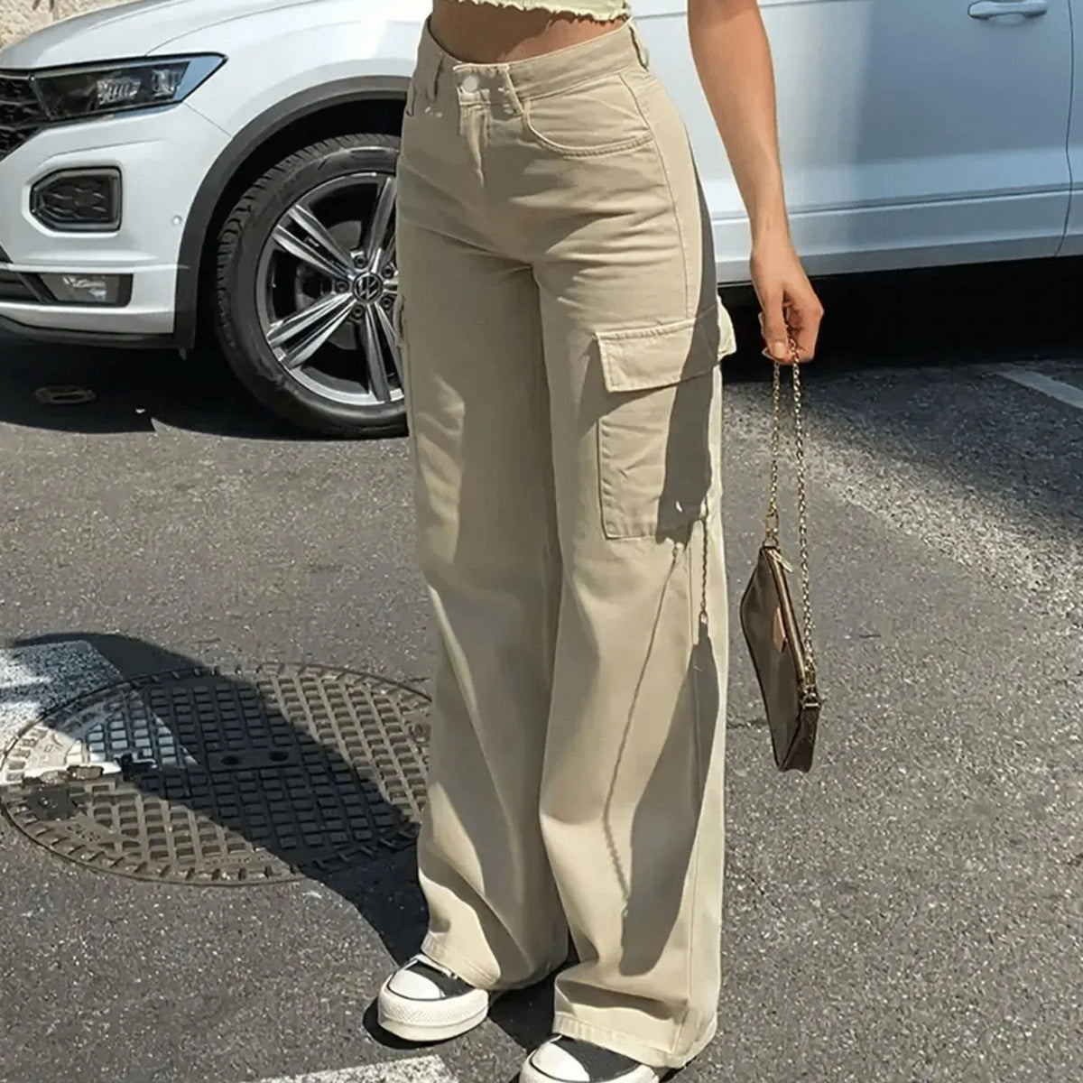 Women's Retro Wide-Leg Cargo Pants