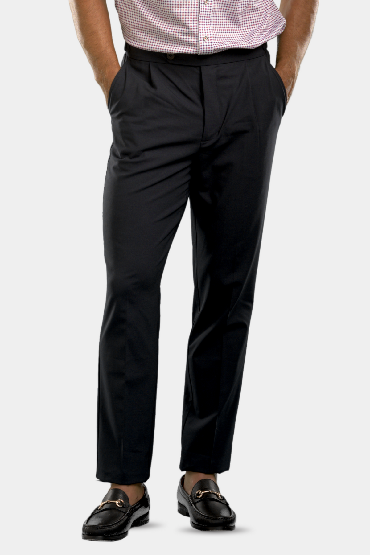 Buki Pleated Wool Trousers — Navy