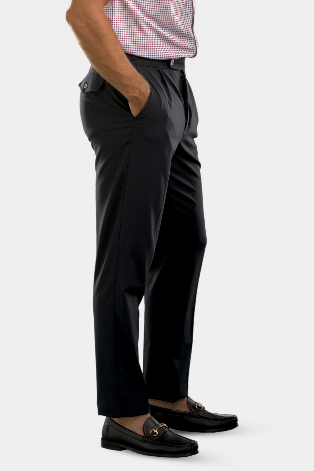 Buki Pleated Wool Trousers — Navy