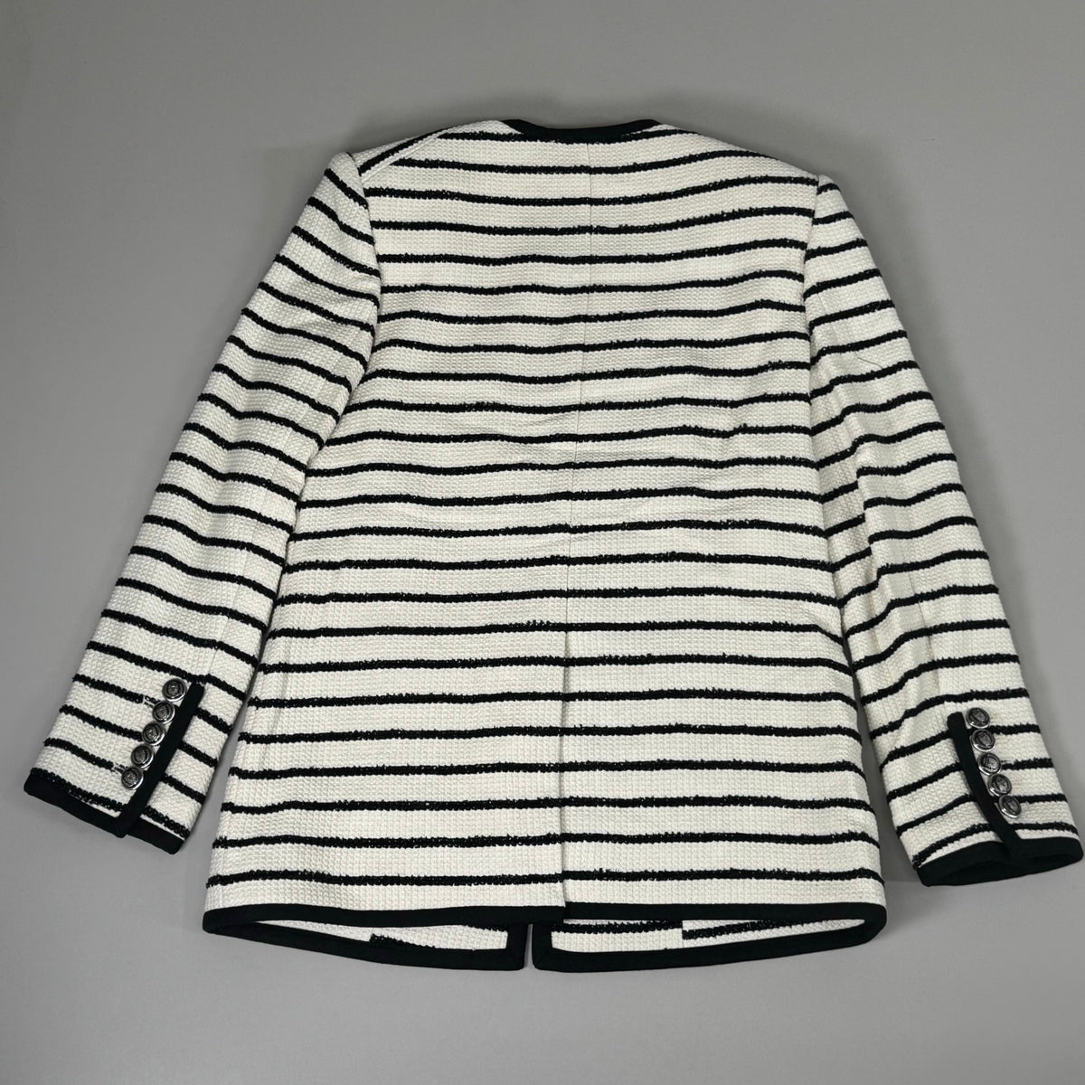 Veronica Beard Foster Dickey Jacket — Ivory/Black, Size 4