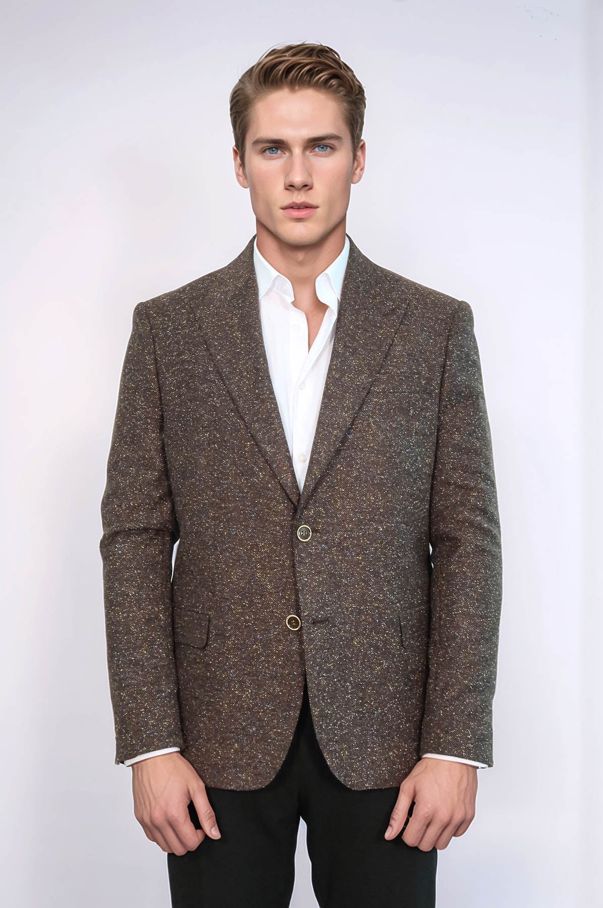 Men's Brown Houndstooth Wool Blazer