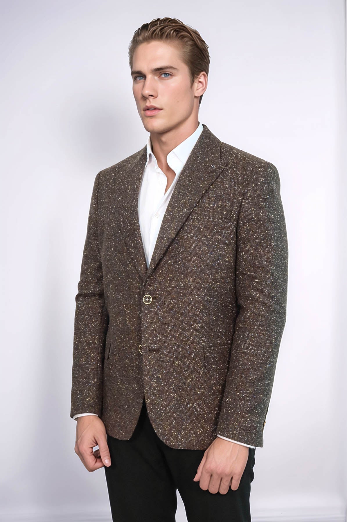 Men's Brown Houndstooth Wool Blazer