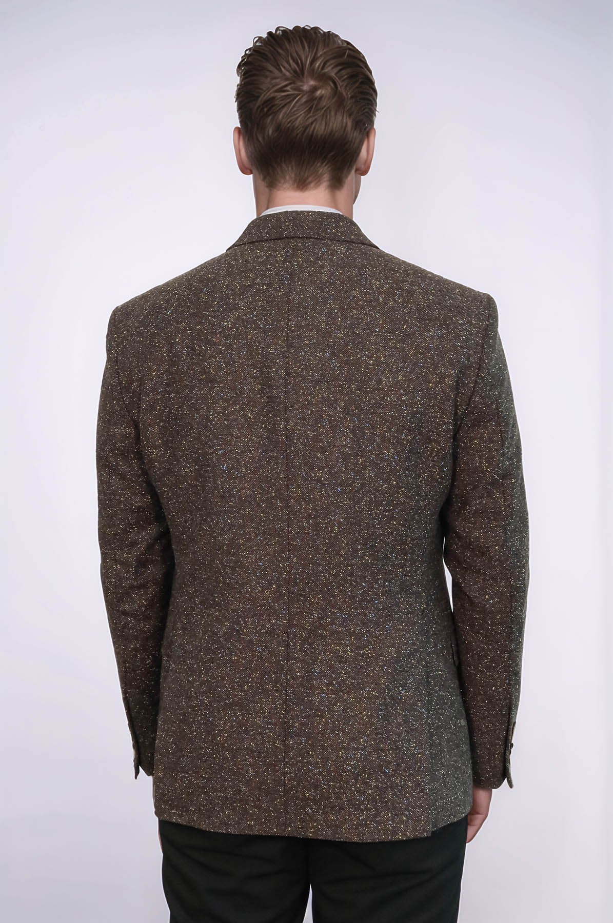 Men's Brown Houndstooth Wool Blazer