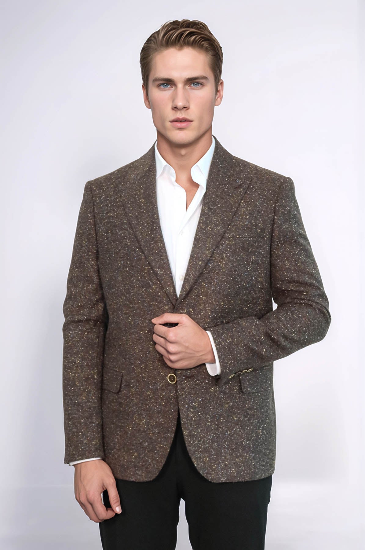 Men's Brown Houndstooth Wool Blazer