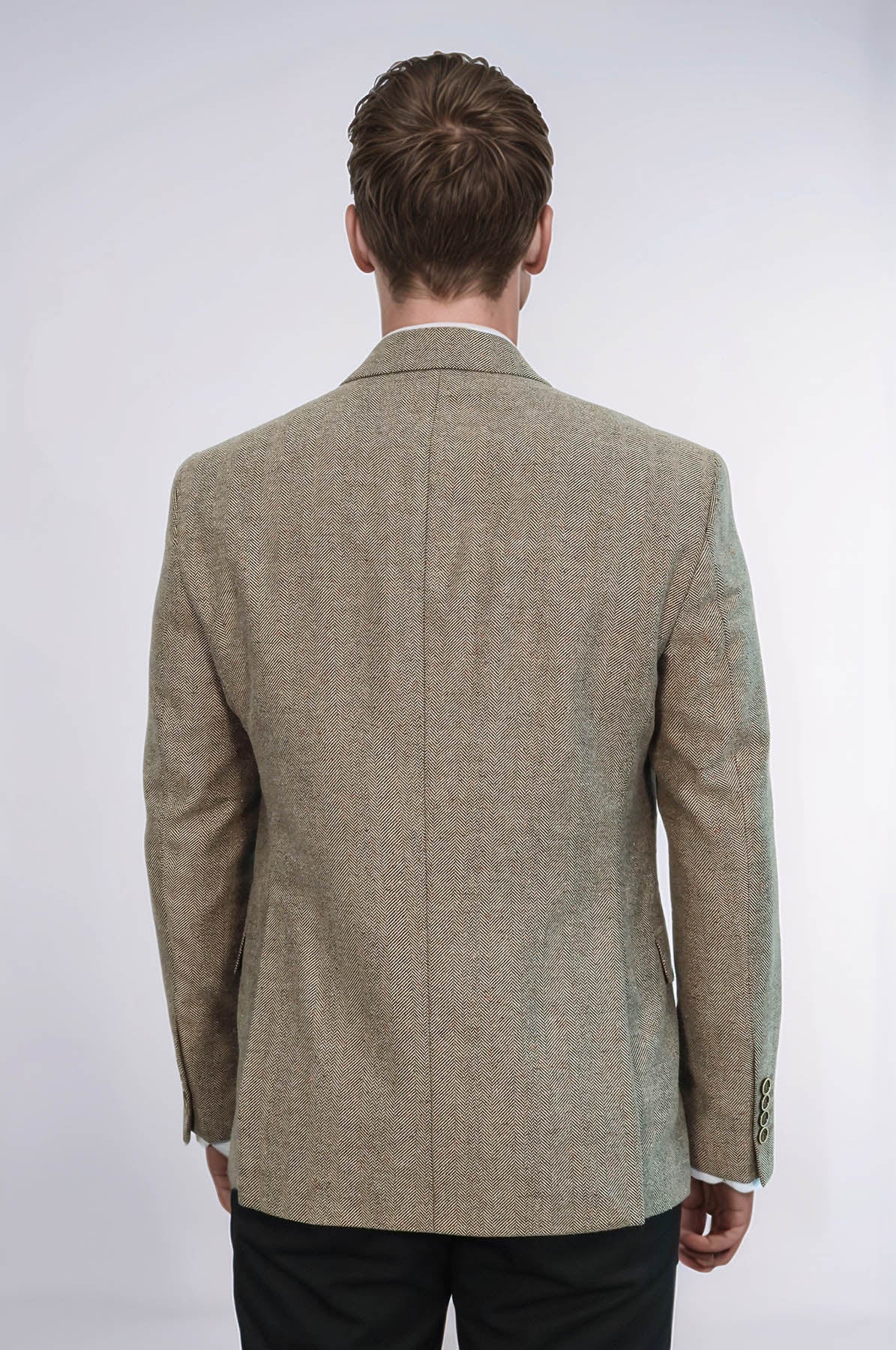 Men's Cream Houndstooth Wool Blazer