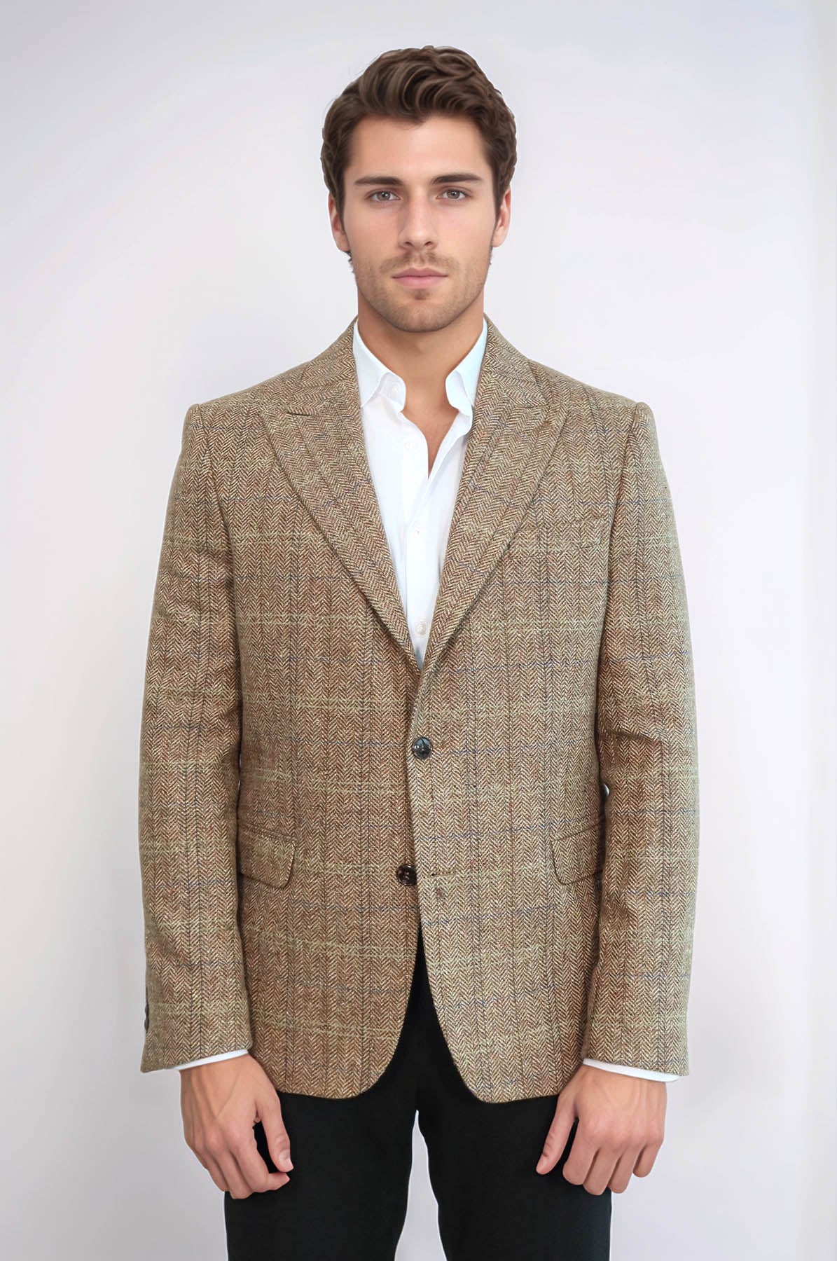 Wessi Men's Slim-Fit Herringbone Blazer — Tan