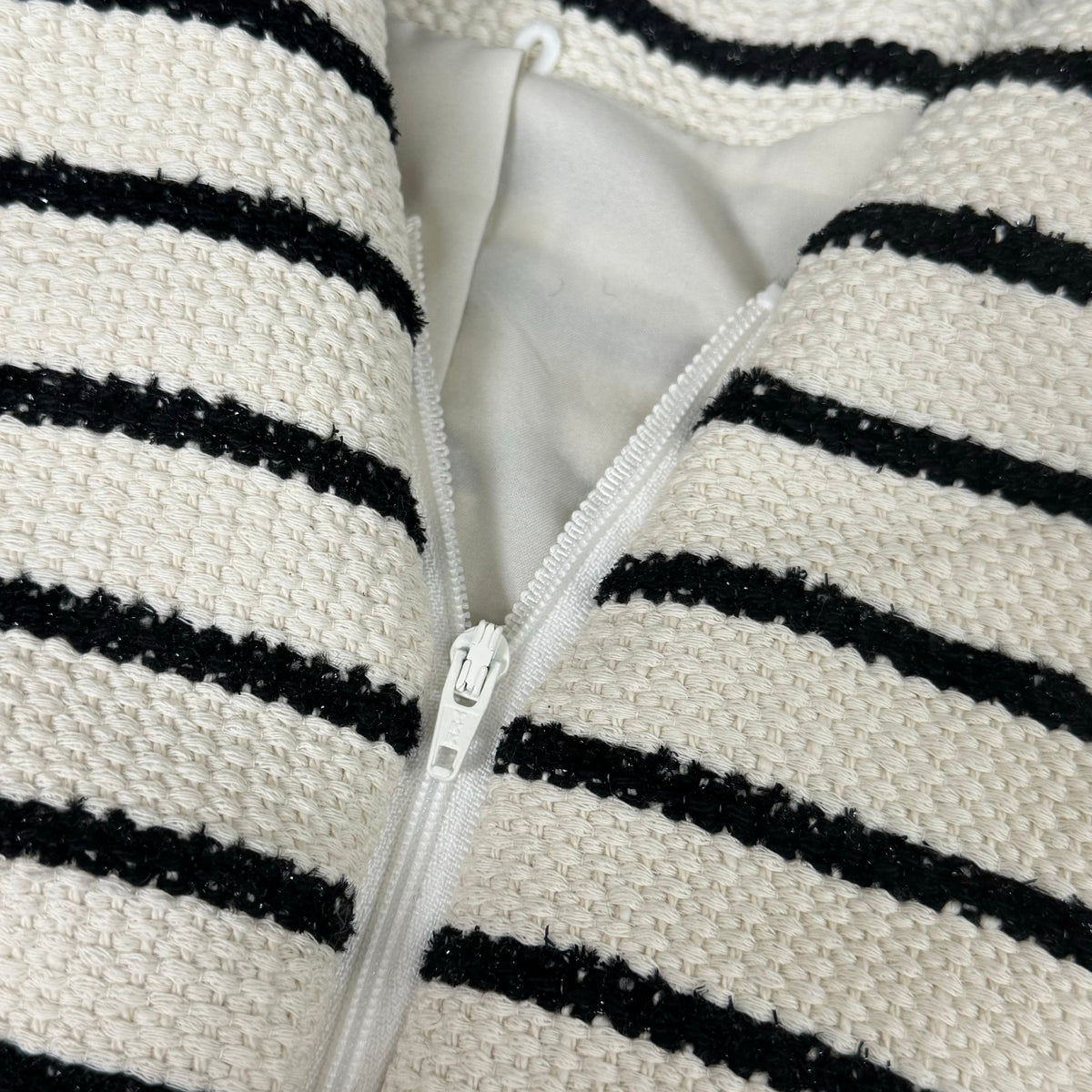 Veronica Beard Foster Dickey Jacket — Ivory/Black, Size 4