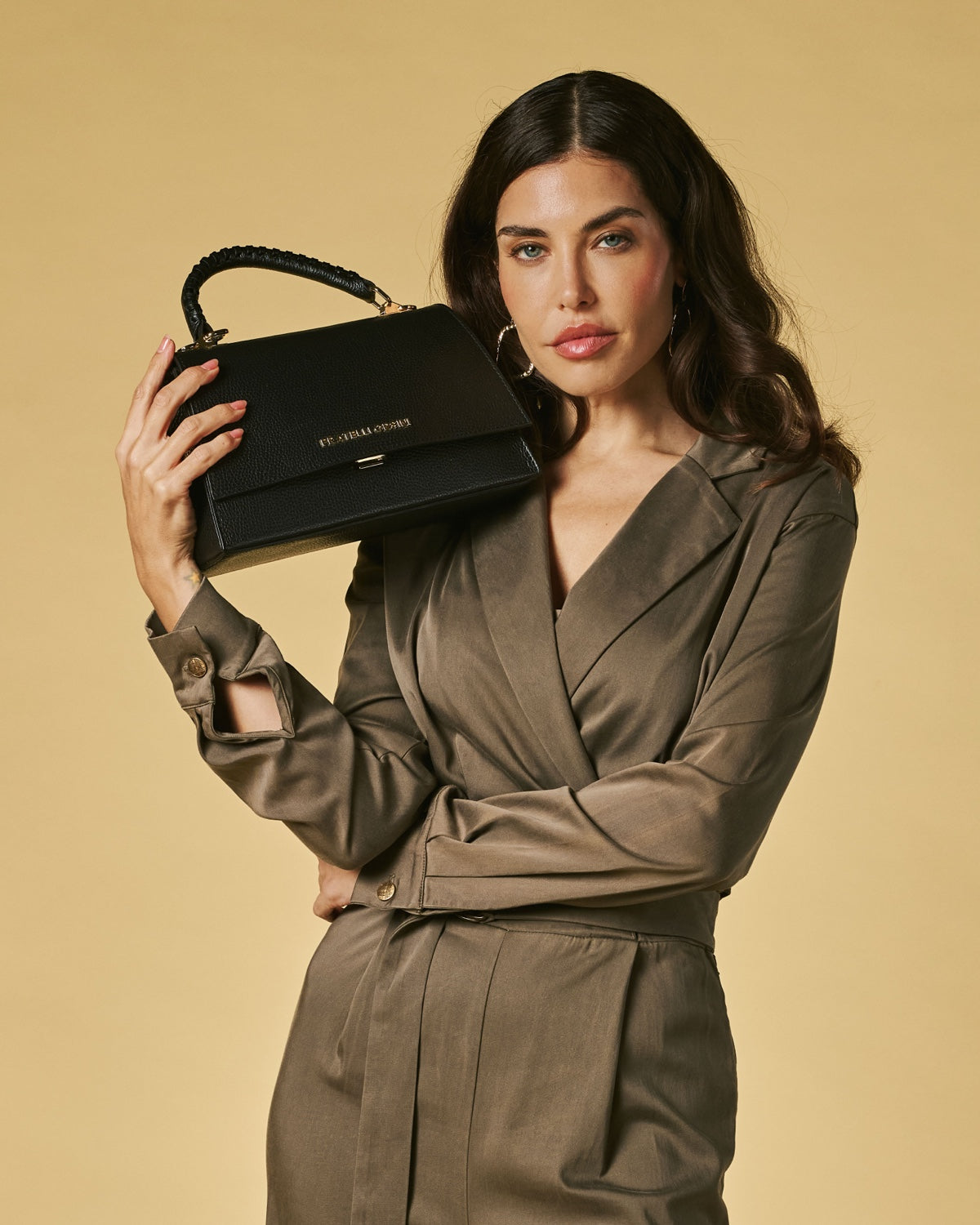 Federica Calf Leather Crossbody Bag — Black