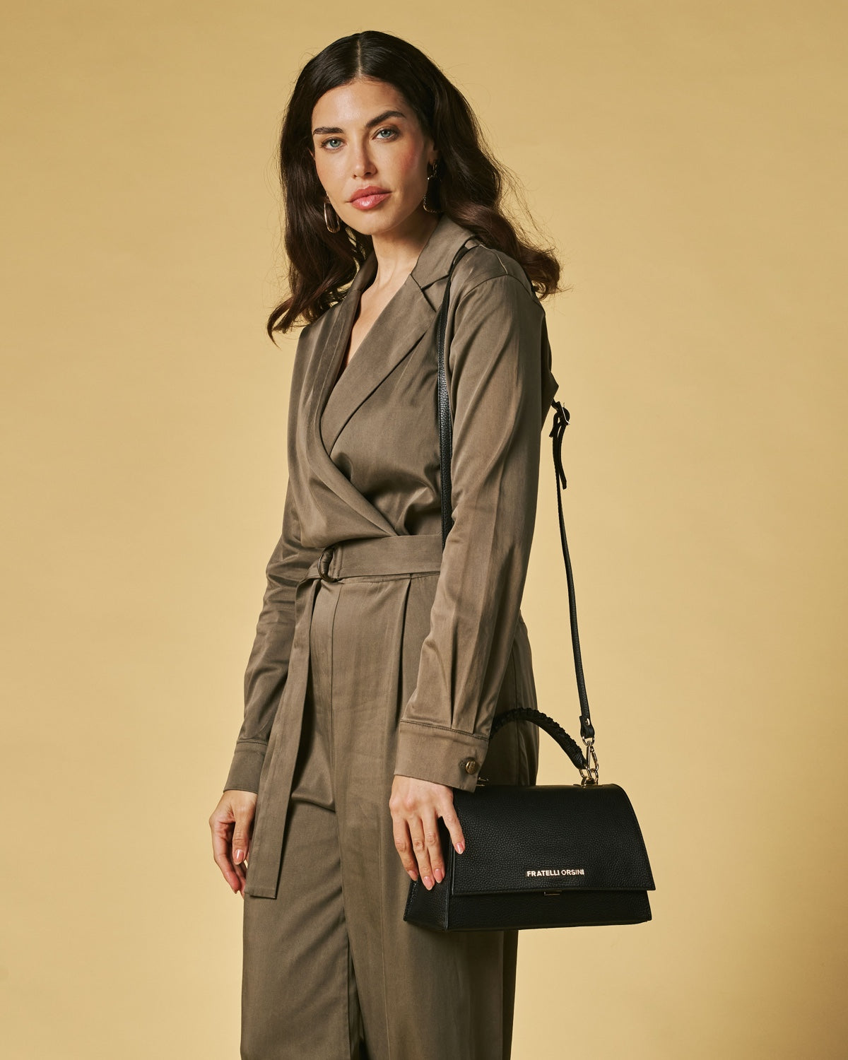 Federica Calf Leather Crossbody Bag — Black
