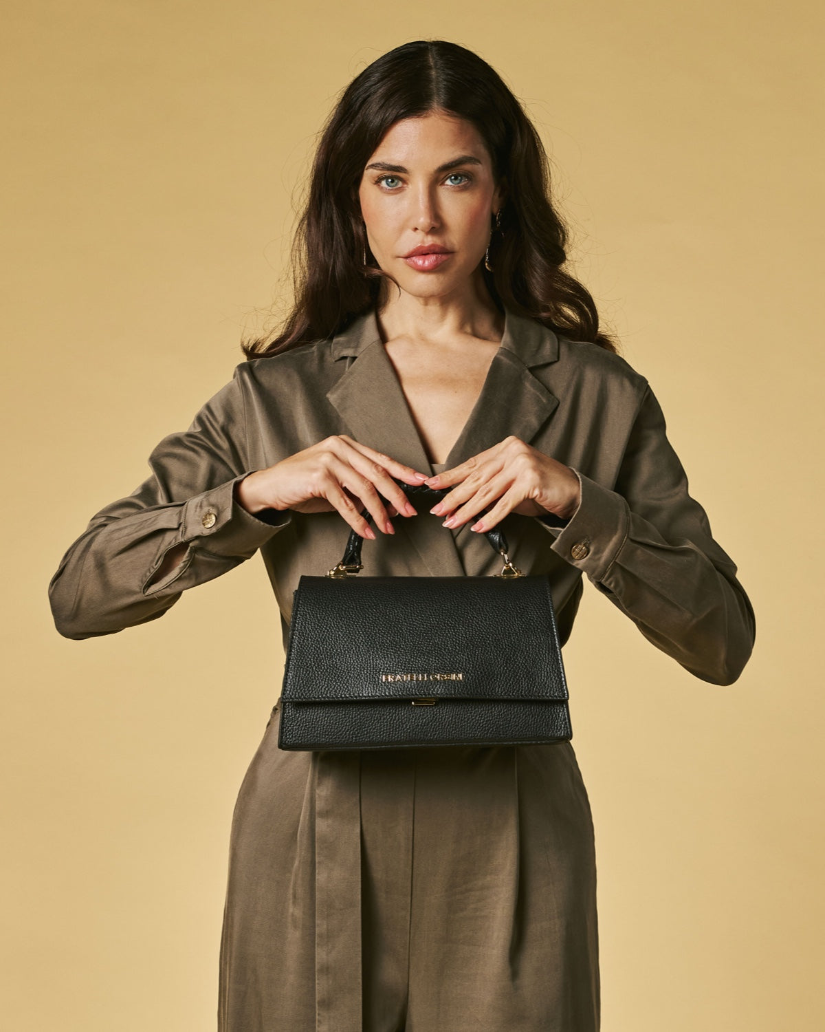Federica Calf Leather Crossbody Bag — Black