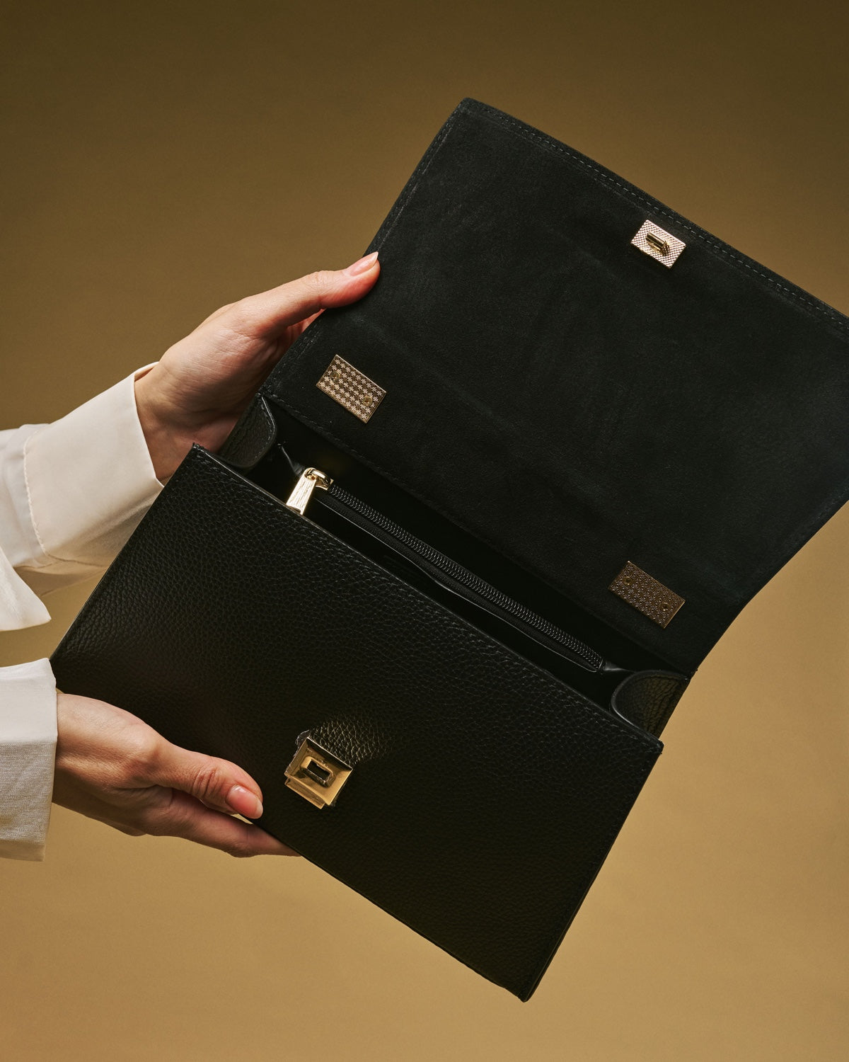 Federica Calf Leather Crossbody Bag — Black