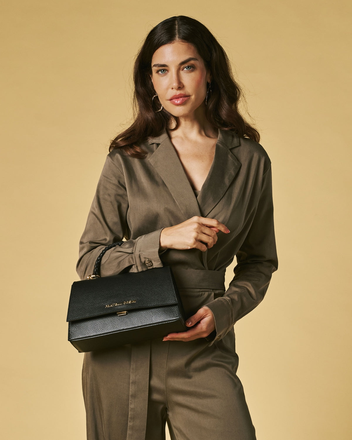 Federica Calf Leather Crossbody Bag — Black