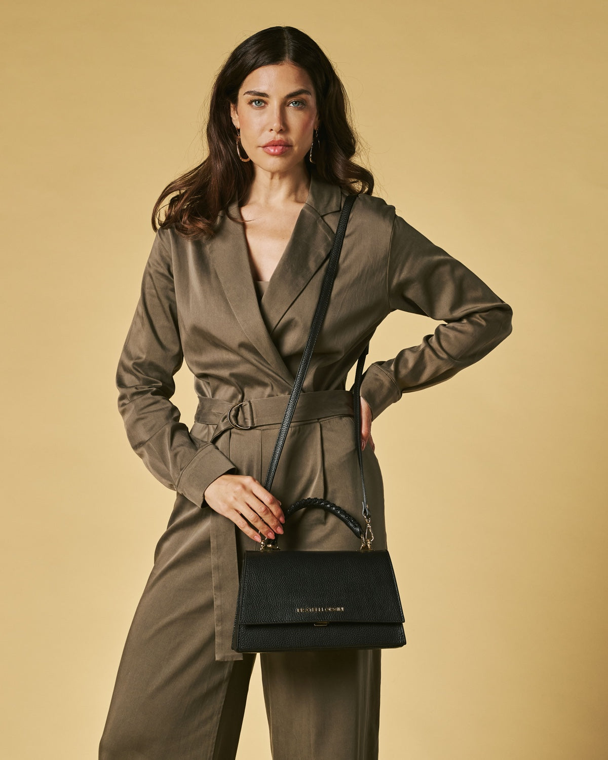 Federica Calf Leather Crossbody Bag — Black
