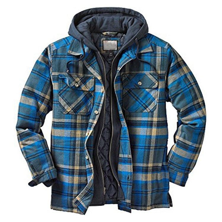 Men's Vintage Plaid Hooded Shirt Jacket