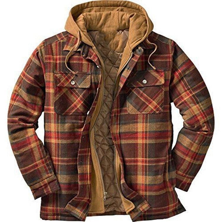 Men's Vintage Plaid Hooded Shirt Jacket