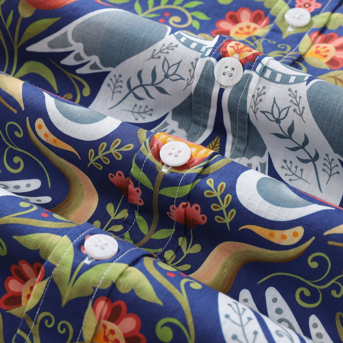Men's Vintage Birds Cotton Shirt