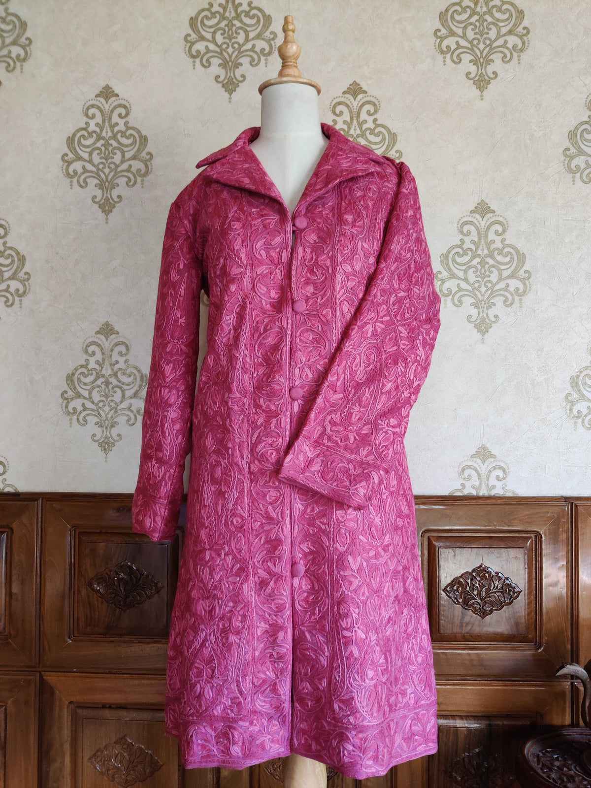 Long kashmiri jacket with Aari Embroidery